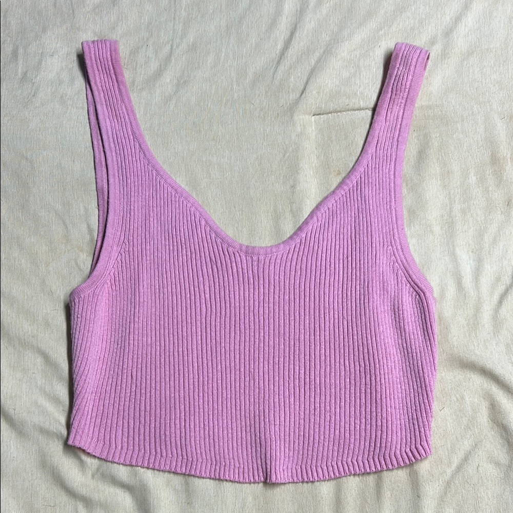 RVCA Purple Ribbed Crop Tank Top